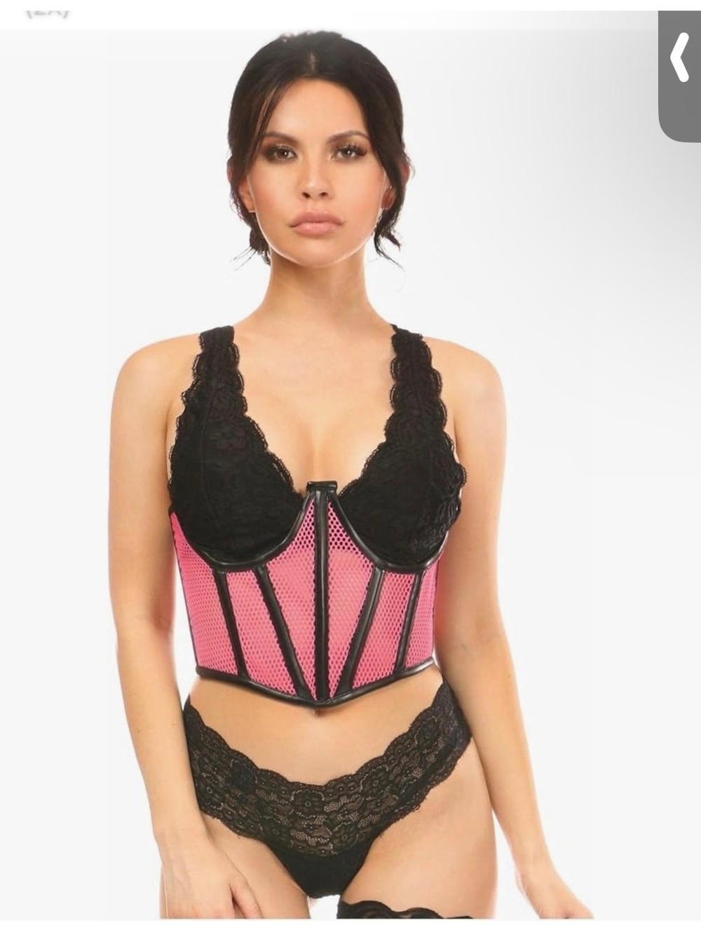 Daisy Corsets Lavish Pink and Black Mesh Lace-Up Waist Cincher Corset Top